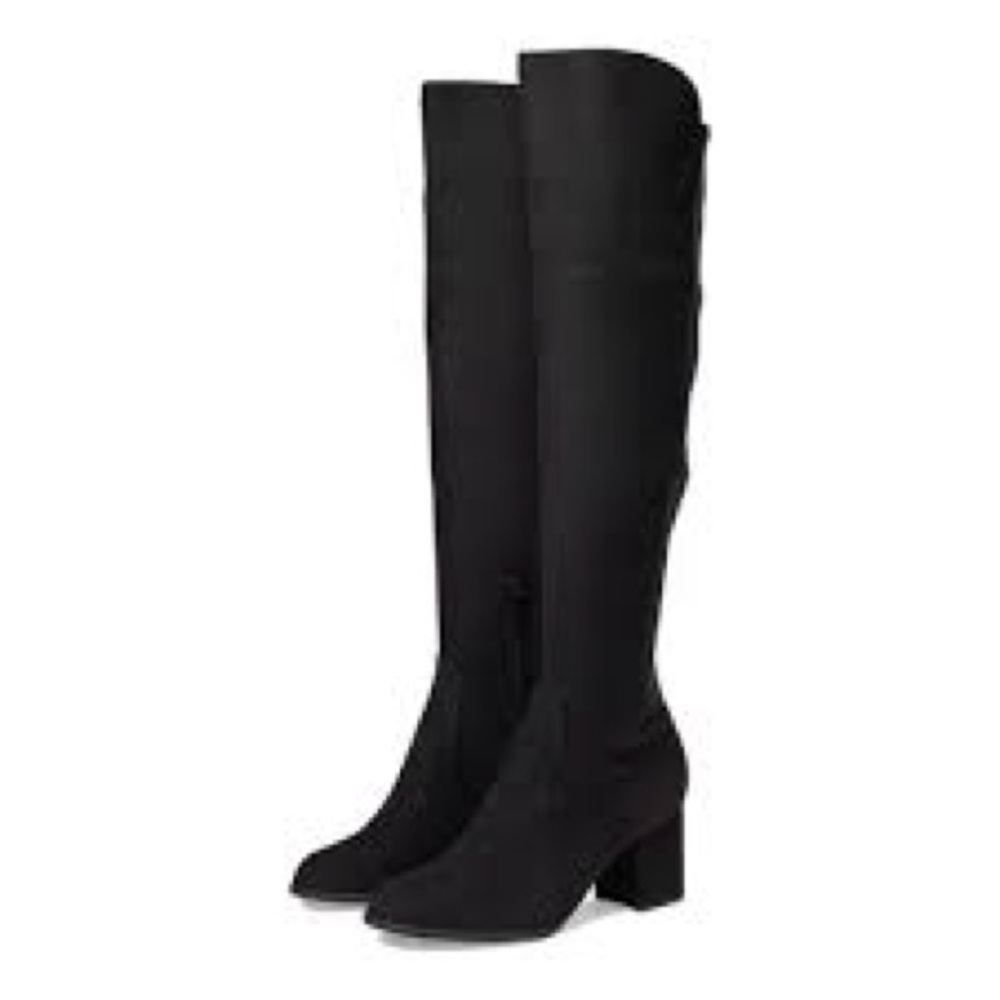 Unisa Pointy Toe Suede Black Over the Knee Heeled  Boots